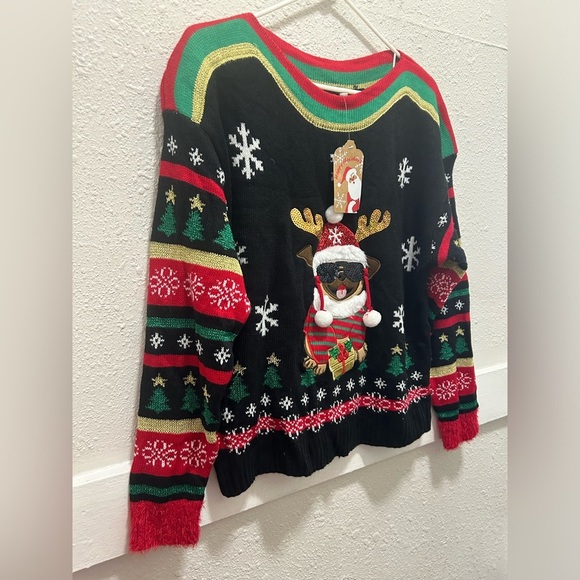 Blizzard Bay Pug with Sunglasses Women's Ugly Christmas Sweater NWT Small - Picture 4 of 6